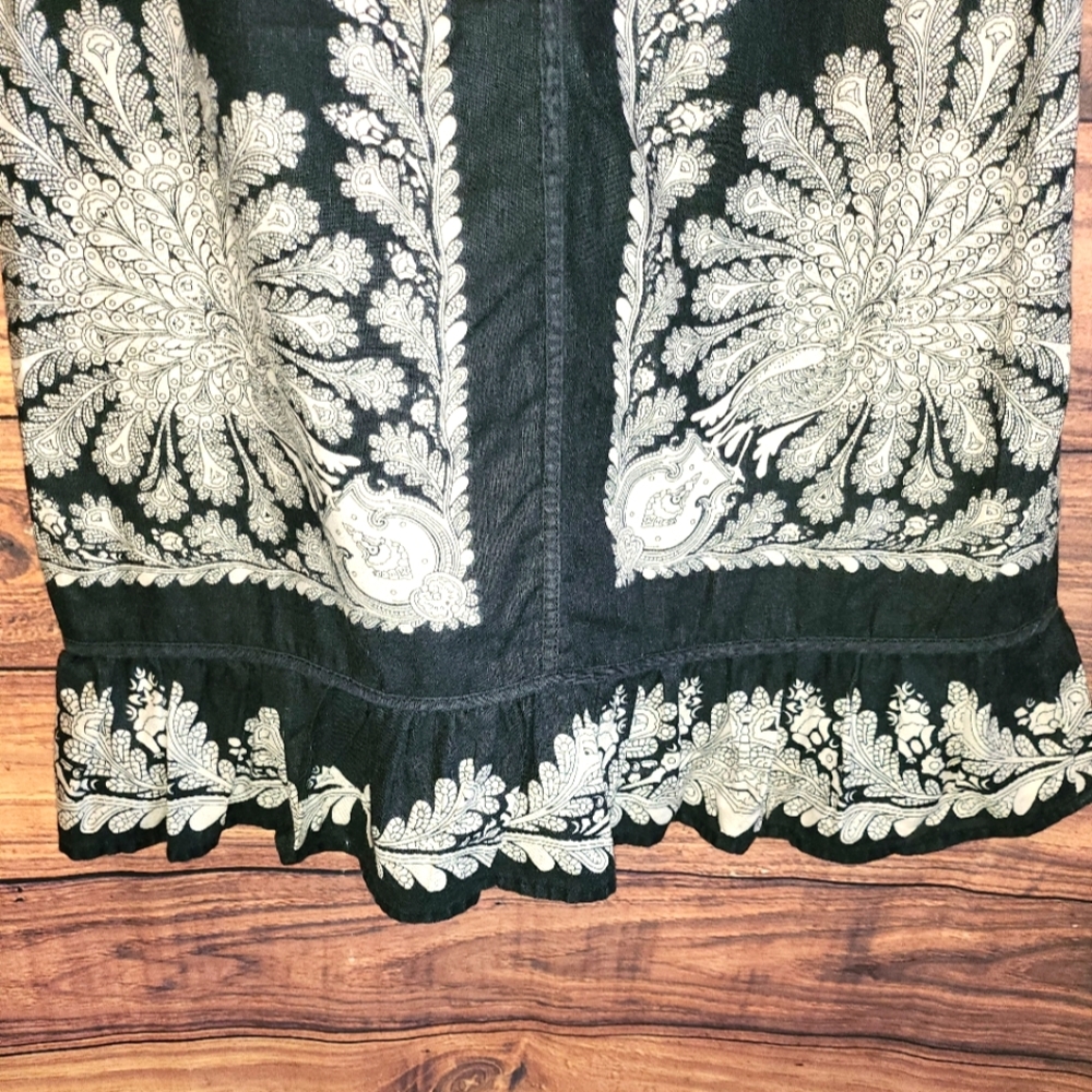 Free People Black & Cream Patterned Sleeveless Midi w/ Lace Accents Size Small - Picture 3 of 8